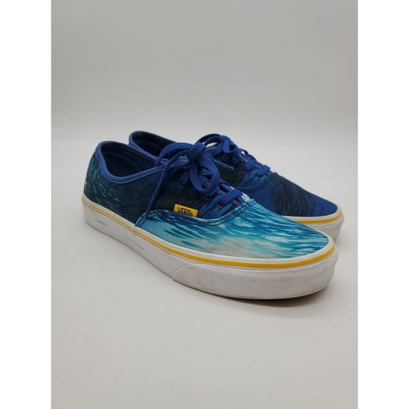 Vans Men's National Geographic Blue Ocean Print Lace-Up Low Top Shoes Size 8.0 - Picture 1 of 7